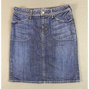 Banana Republic Denim Skirt Women 30x15 Blue Knee Length Stretch Cactus Tag 6